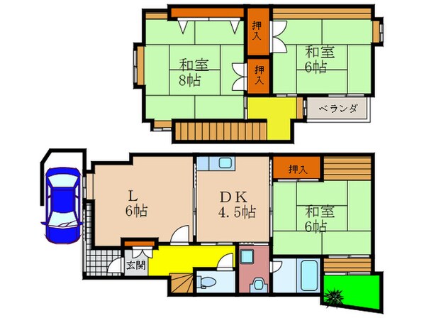 山端川岸町41-11福本様貸家の物件間取画像